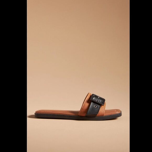 Anthropologie Genuine Leather Buckle Slide Sandals - Picture 3 of 4